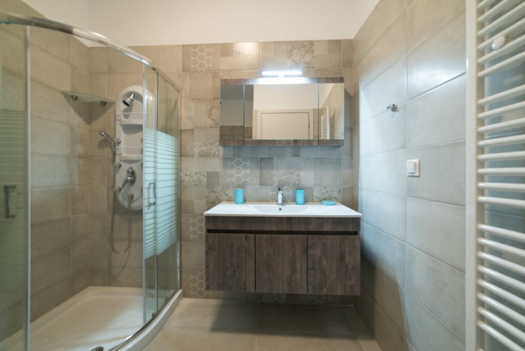 The toilet and the shower