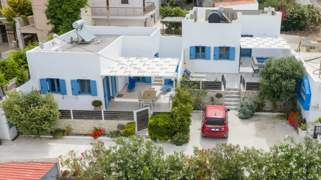 The two houses side by side, with their courtyards